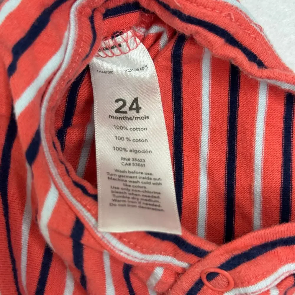 Carter's Red Striped Collared Polo Onesie Bodysuit Size 24 Months Cotton